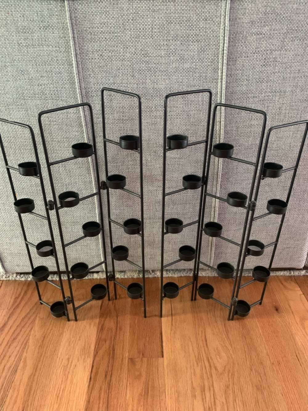 Black Metal Tiered Candle Holder Set - holds 30 candles total - collapsible